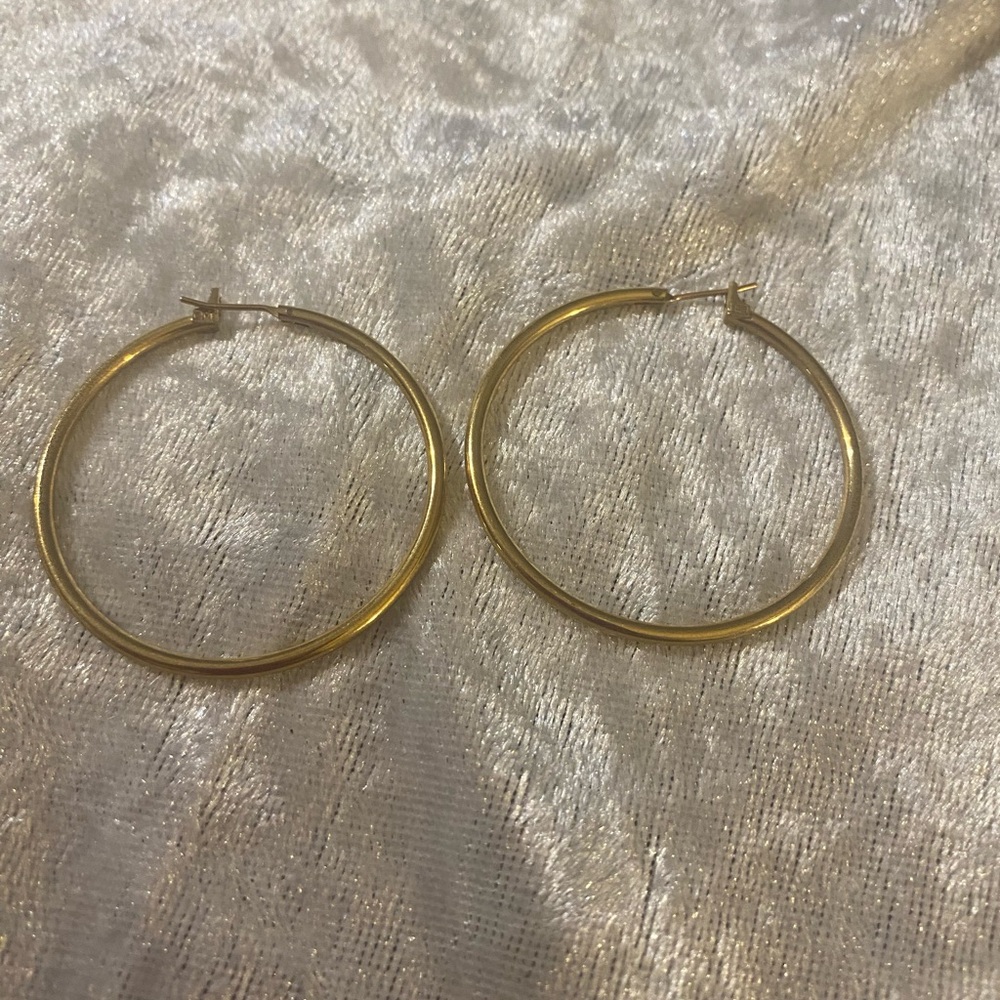 Monet Vintage Gold-tone Hoop Earrings - Picture 2 of 7